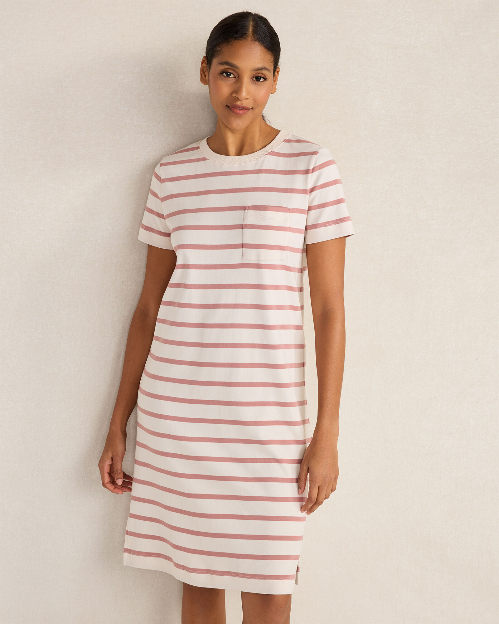 Organic Cotton Interlock Striped T-Shirt Dress