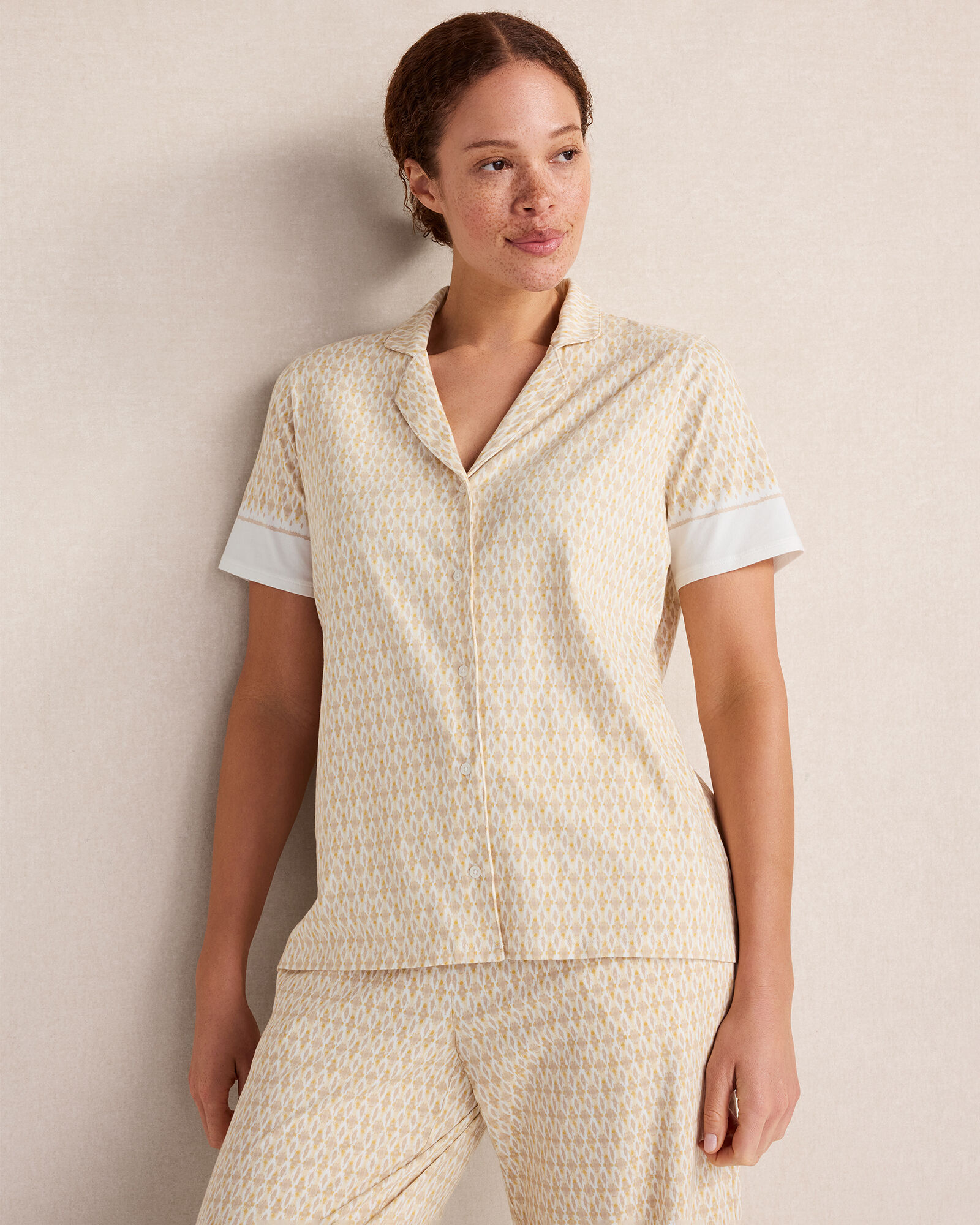 Organic Cotton Jersey Ikat Foulard Pajama Top