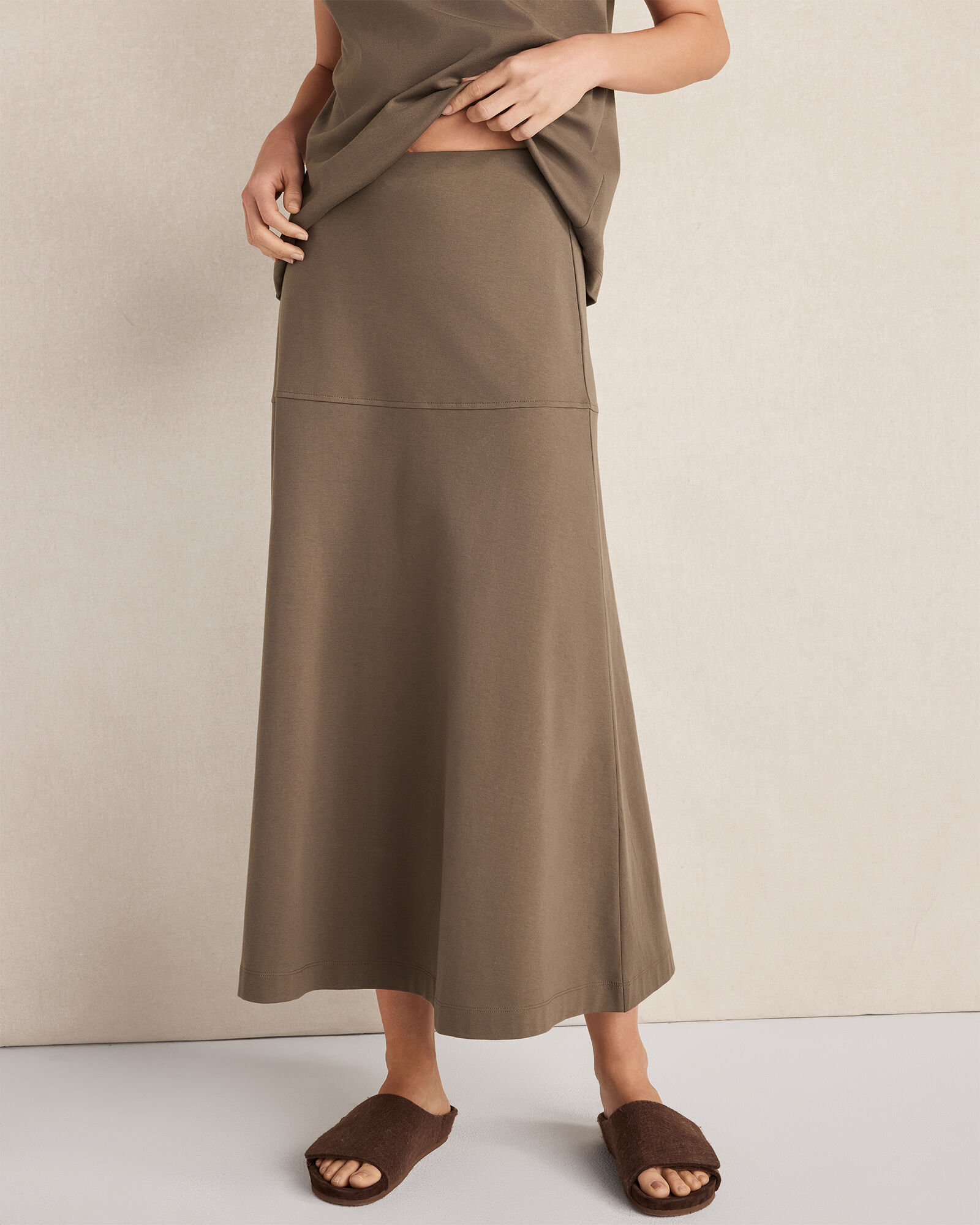 Organic Cotton Interlock Midi Skirt