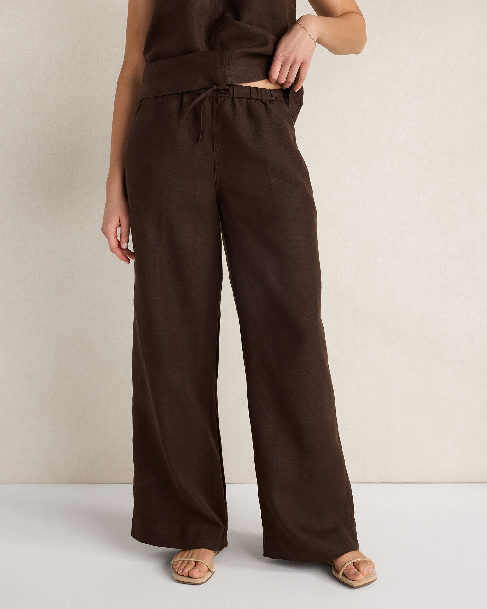 Linen Wide Leg Drawstring Pants