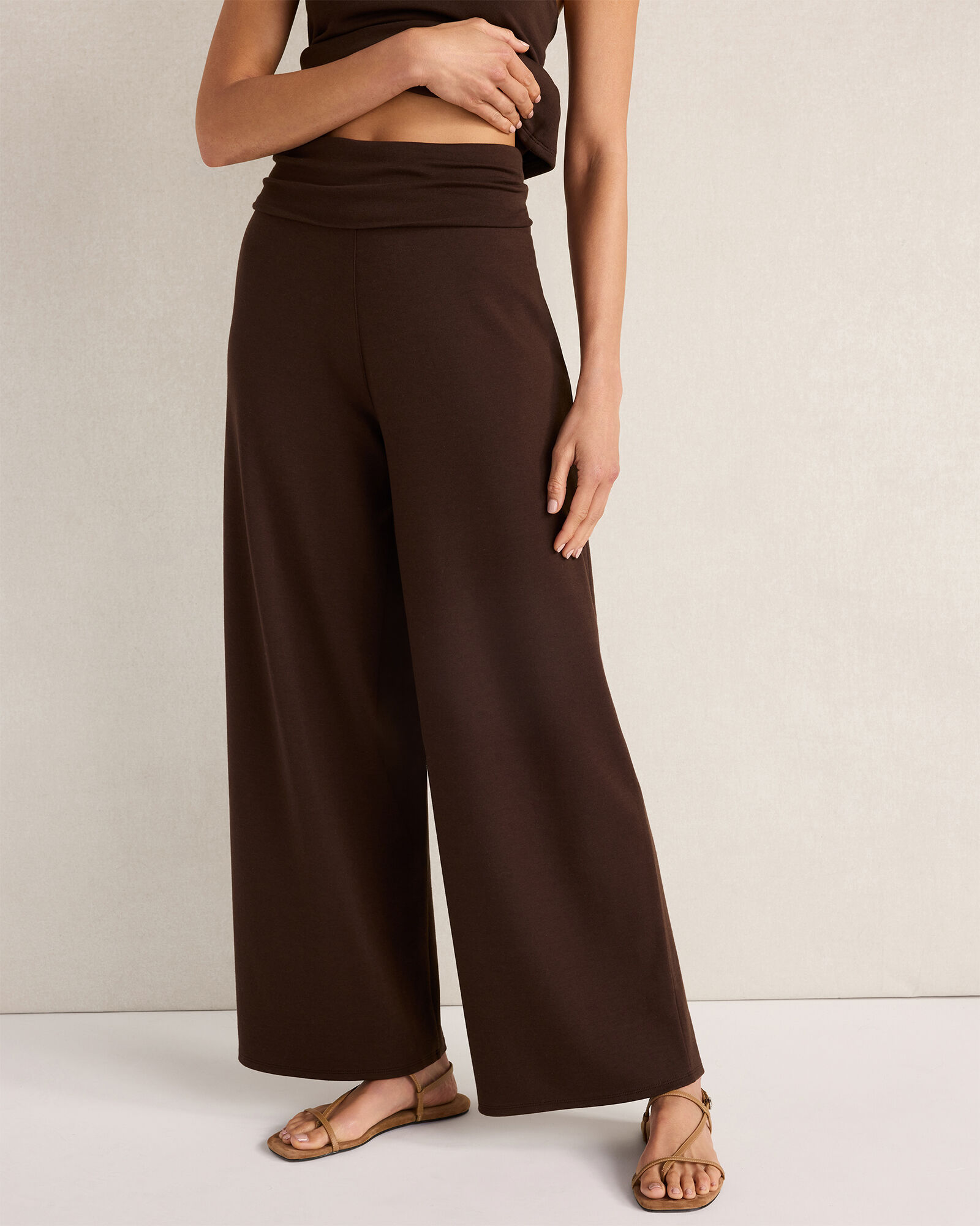 Organic Cotton Modal Foldover Wide Leg Pants