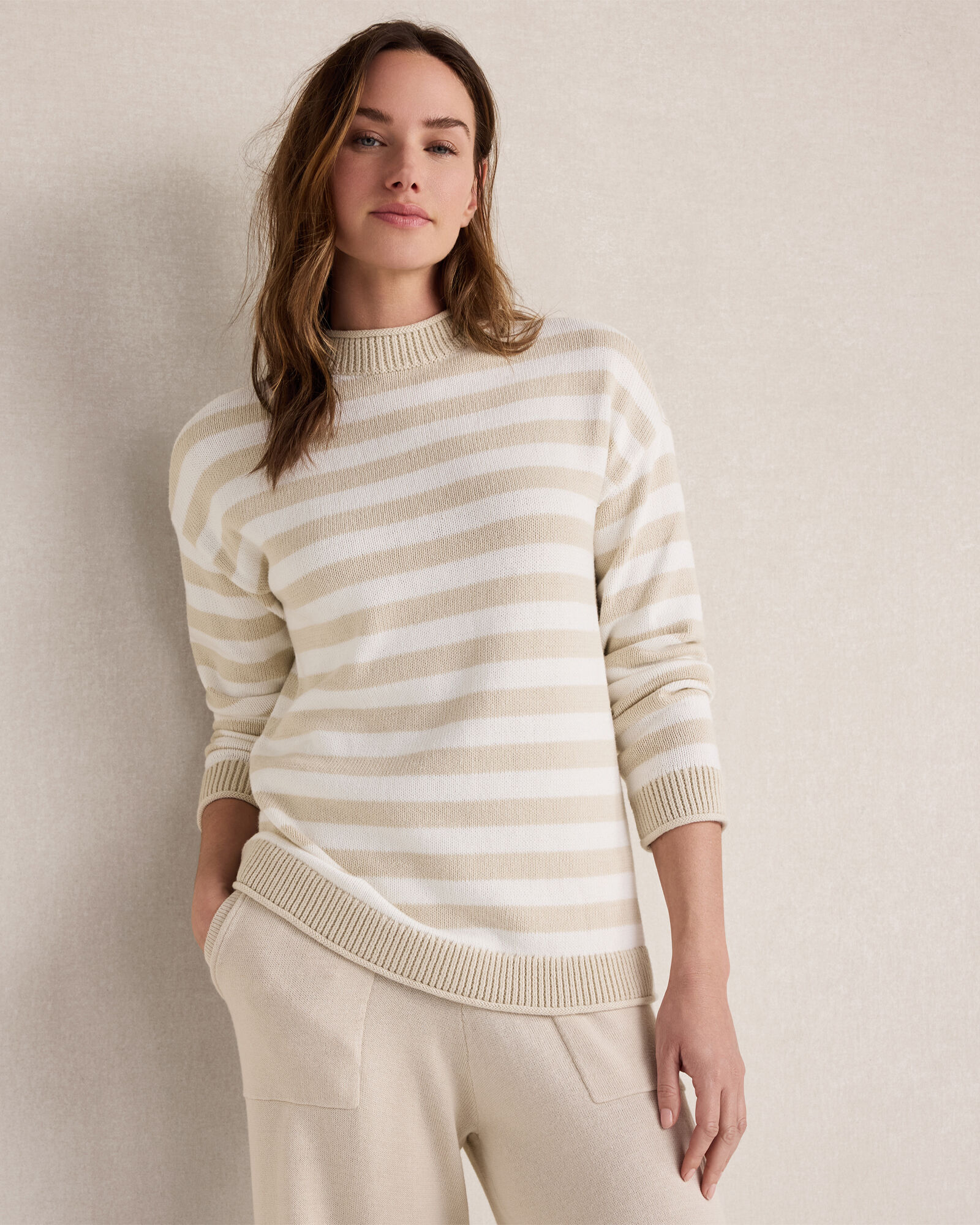 Organic Cotton Heritage Striped Roll Neck Sweater