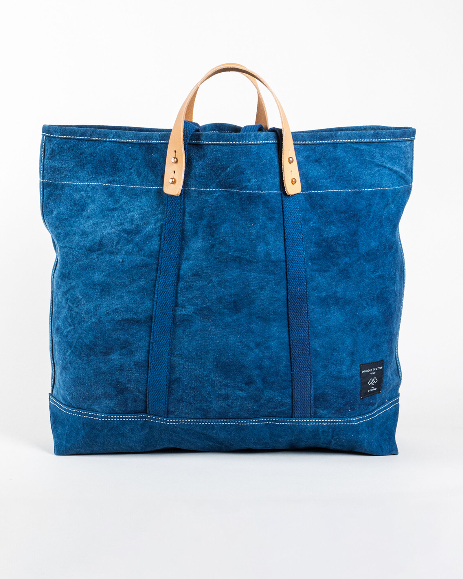 Immodest Cotton Large East West Tote in Dark Indigo
