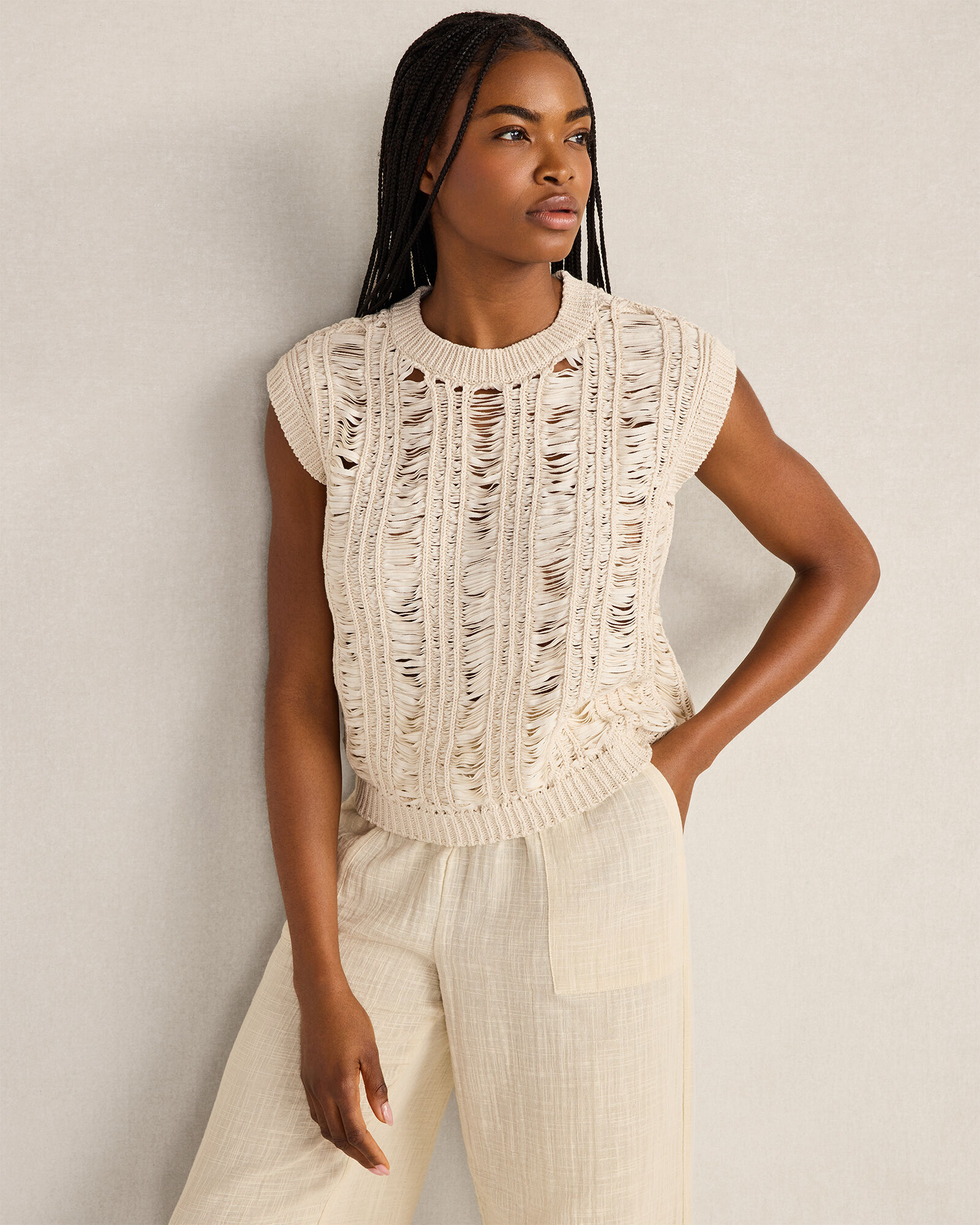 Organic Cotton Tape Yarn Sweater Vest