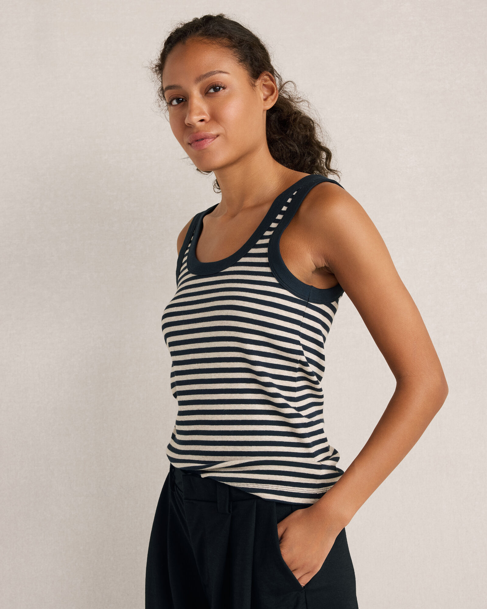 Organic Cotton Essential Striped Scoop Neck Tank