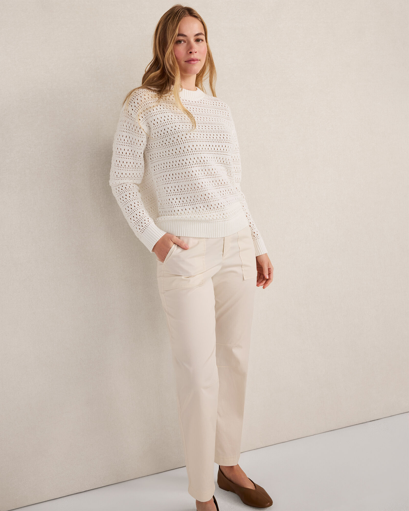 Cotton Linen Stitched Crewneck