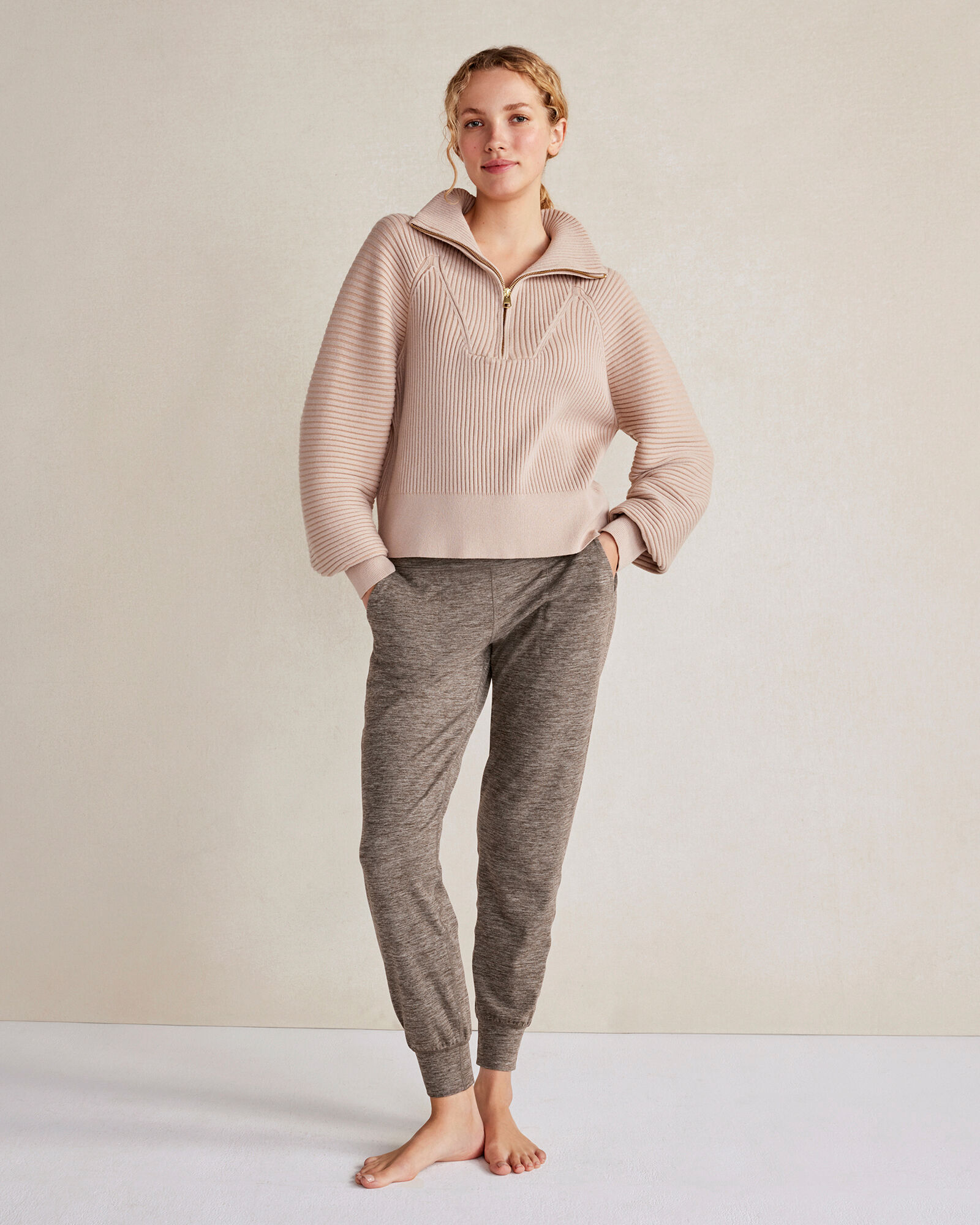 Varley Half-Zip Sweater - Cement