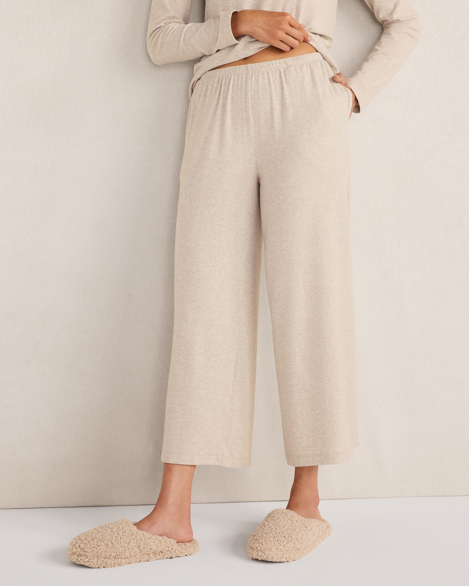 Cotton Modal Brushed Jersey Wide Leg Pants