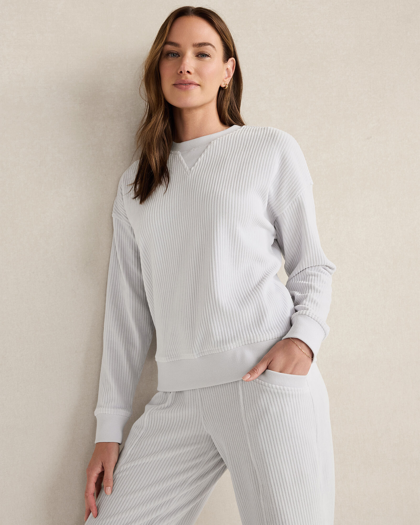 Corded Velour Crewneck Pullover