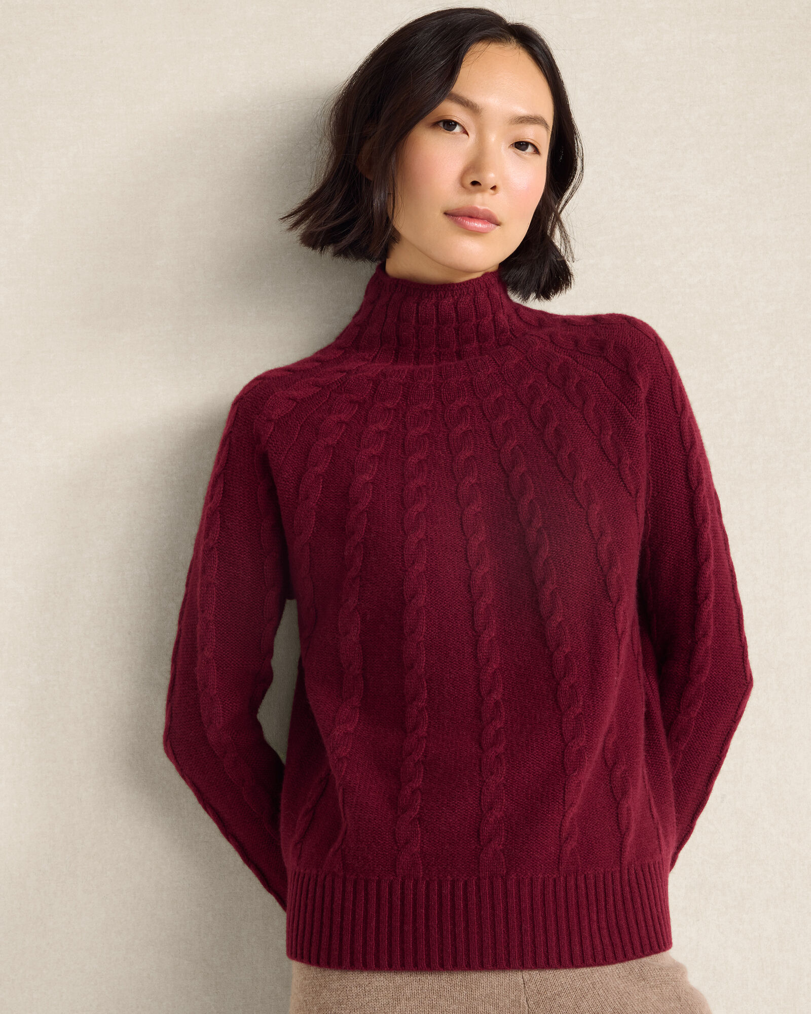 Cashmere Radiating Cable Knit Sweater