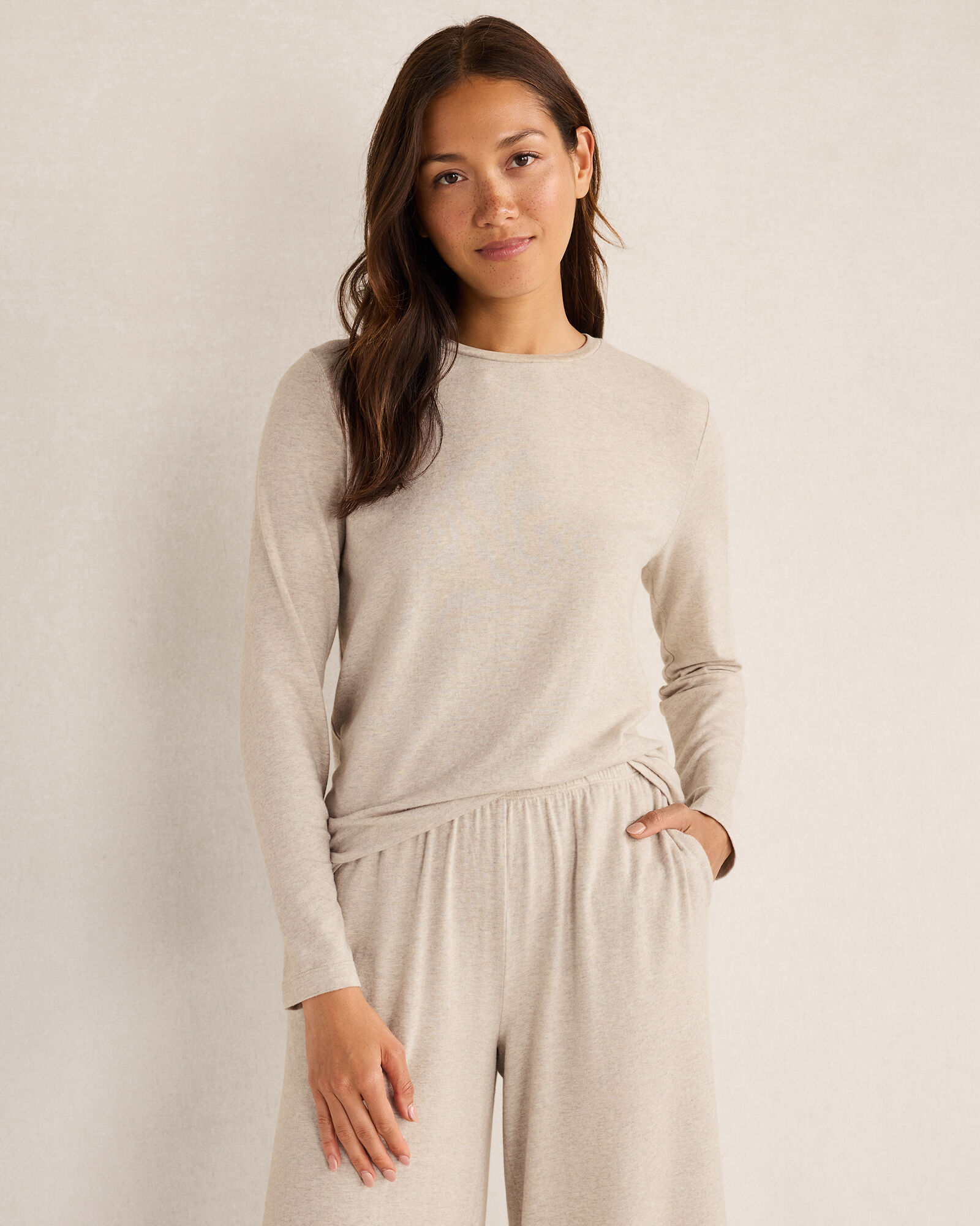 Cotton Modal Brushed Jersey Crewneck