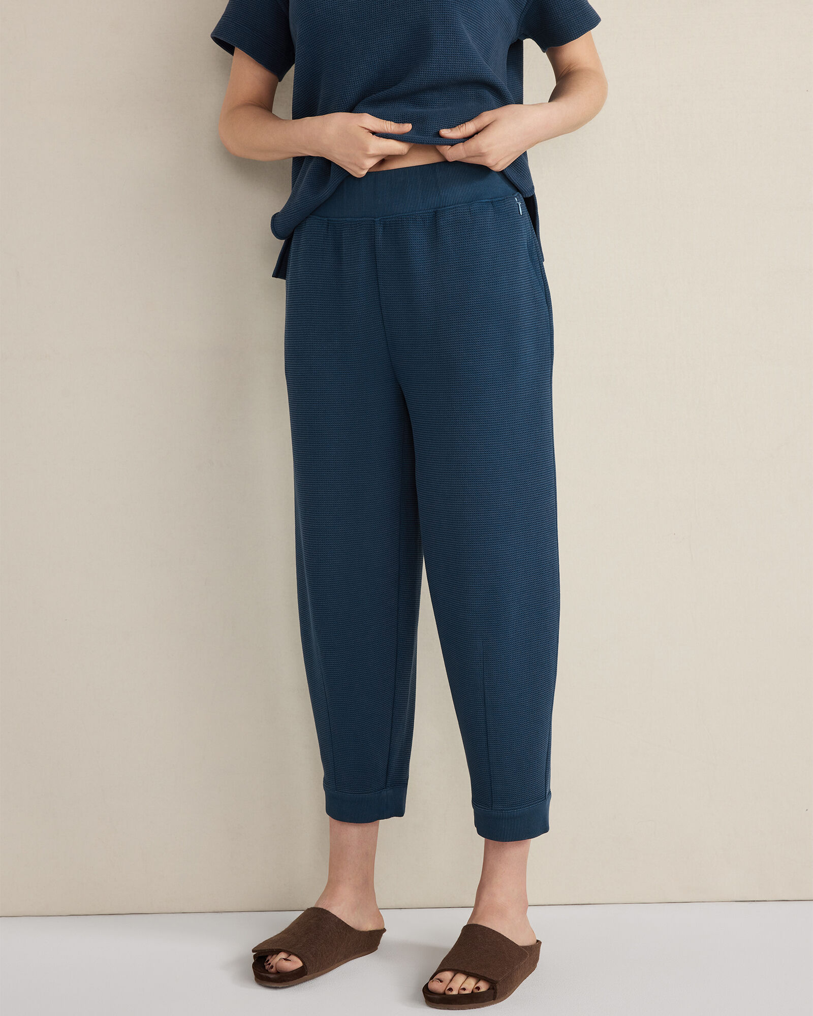 Organic Cotton Waffle Barrel Leg Pants