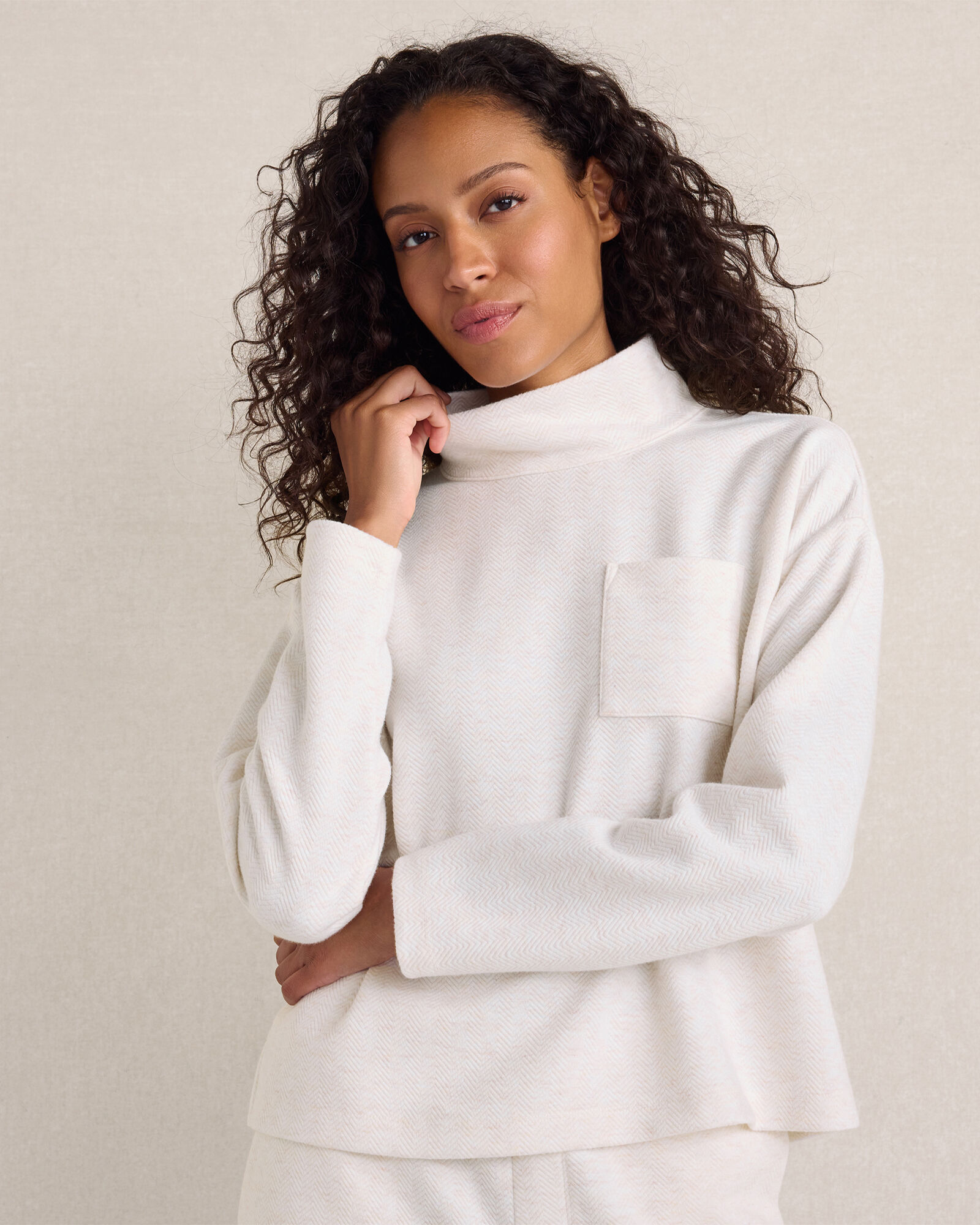 Herringbone Mockneck Top