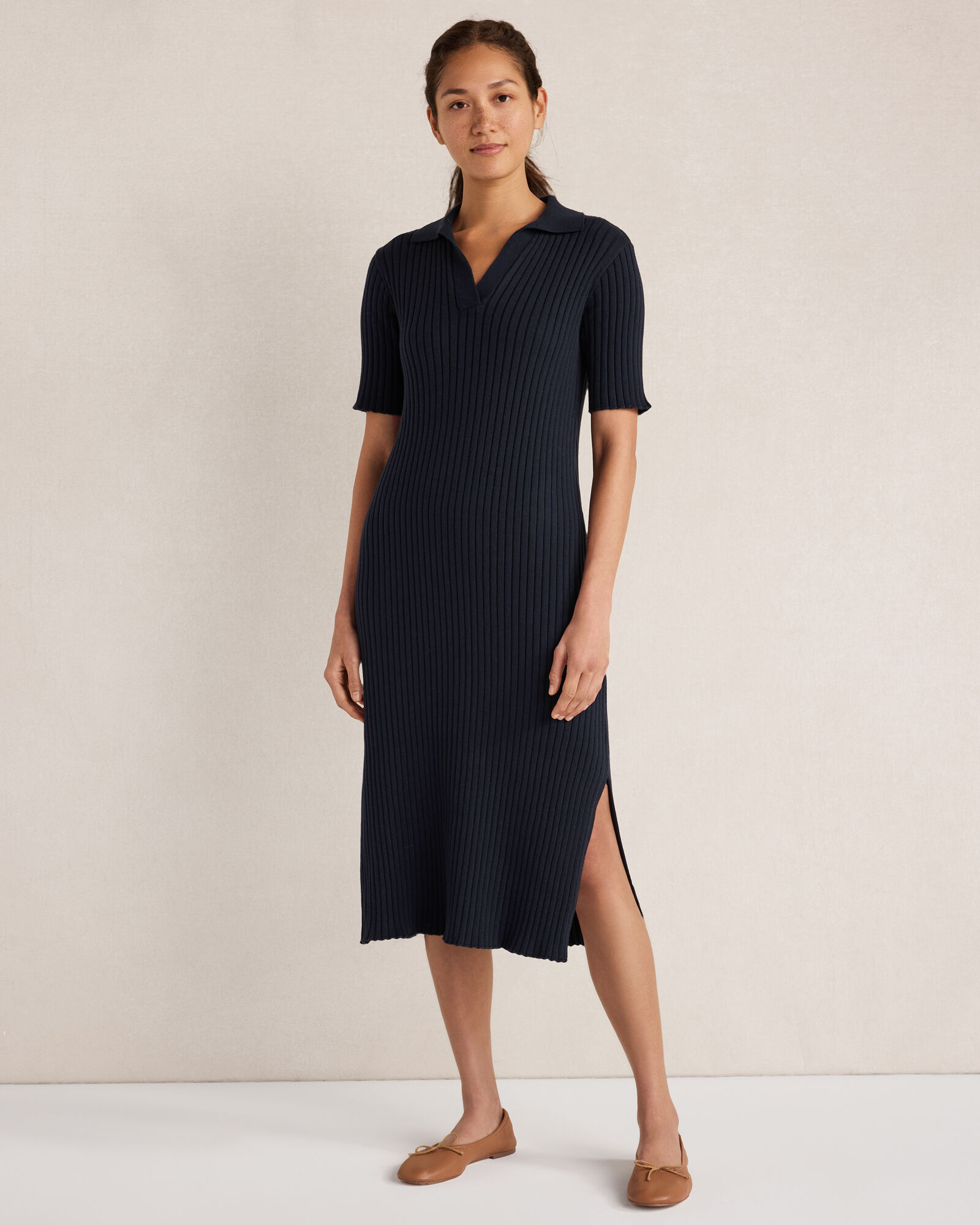 Organic Cotton Ribbed Midi Dress
