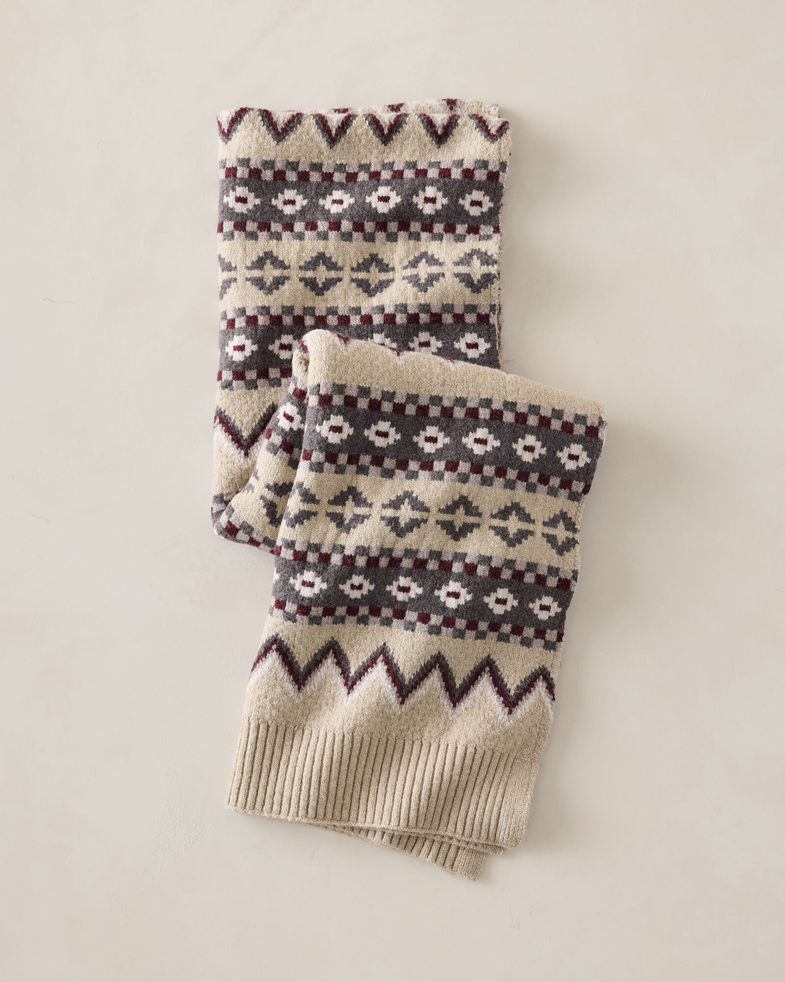 Organic Cotton Blend Fair Isle Scarf