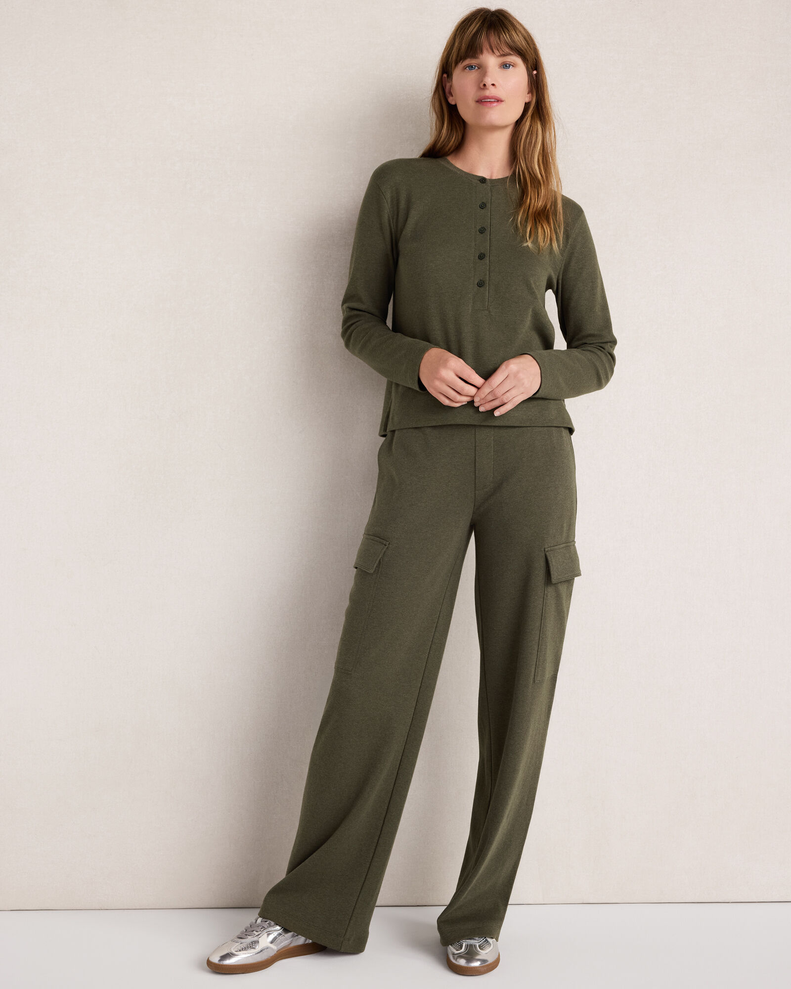 Organic Cotton Interlock Straight Leg Cargo Pants
