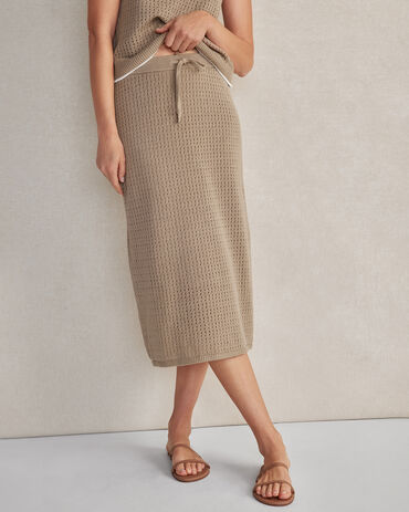 Organic Cotton Linen Open Stitch Skirt