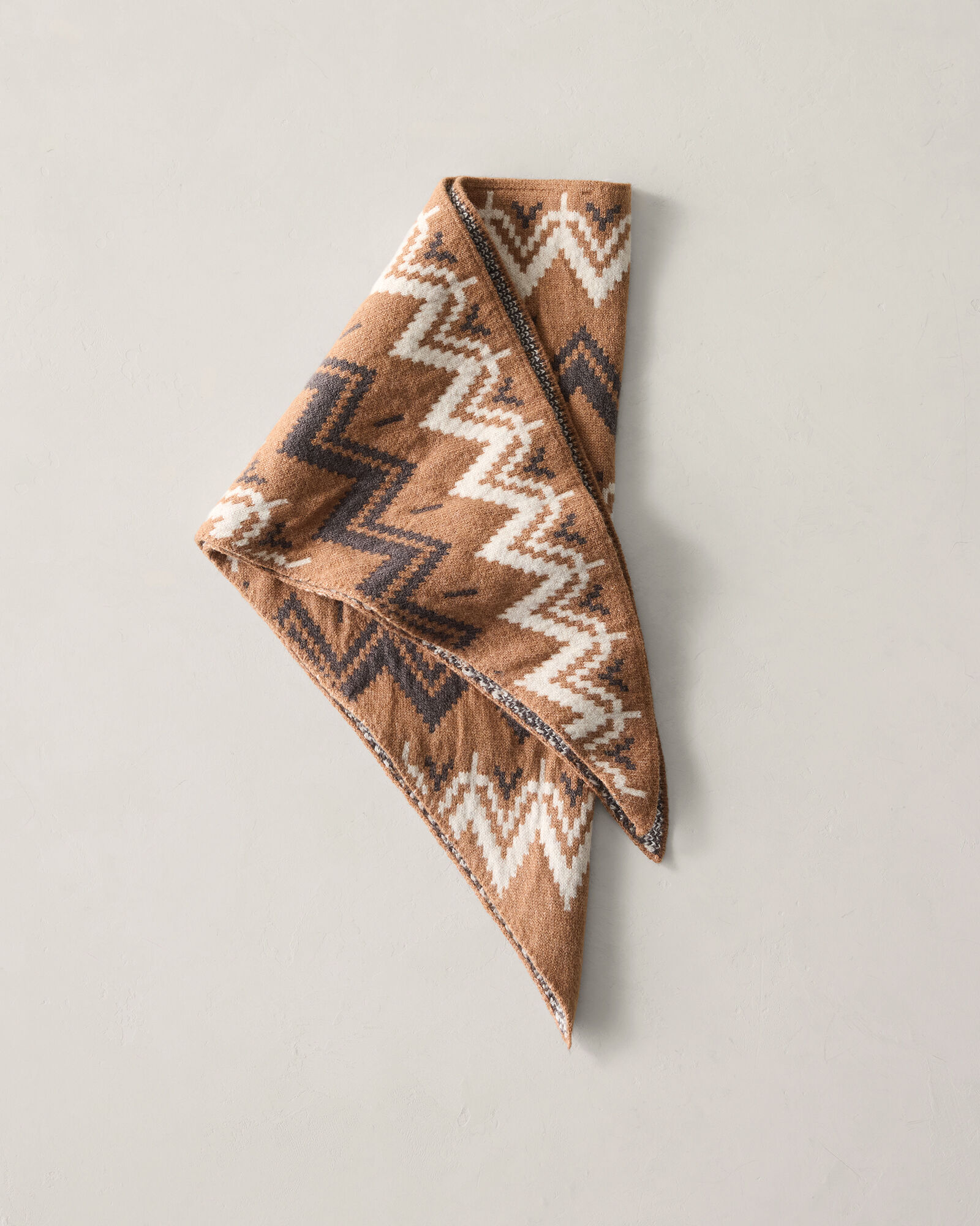 Cotton Blend Fair Isle Triangle Scarf