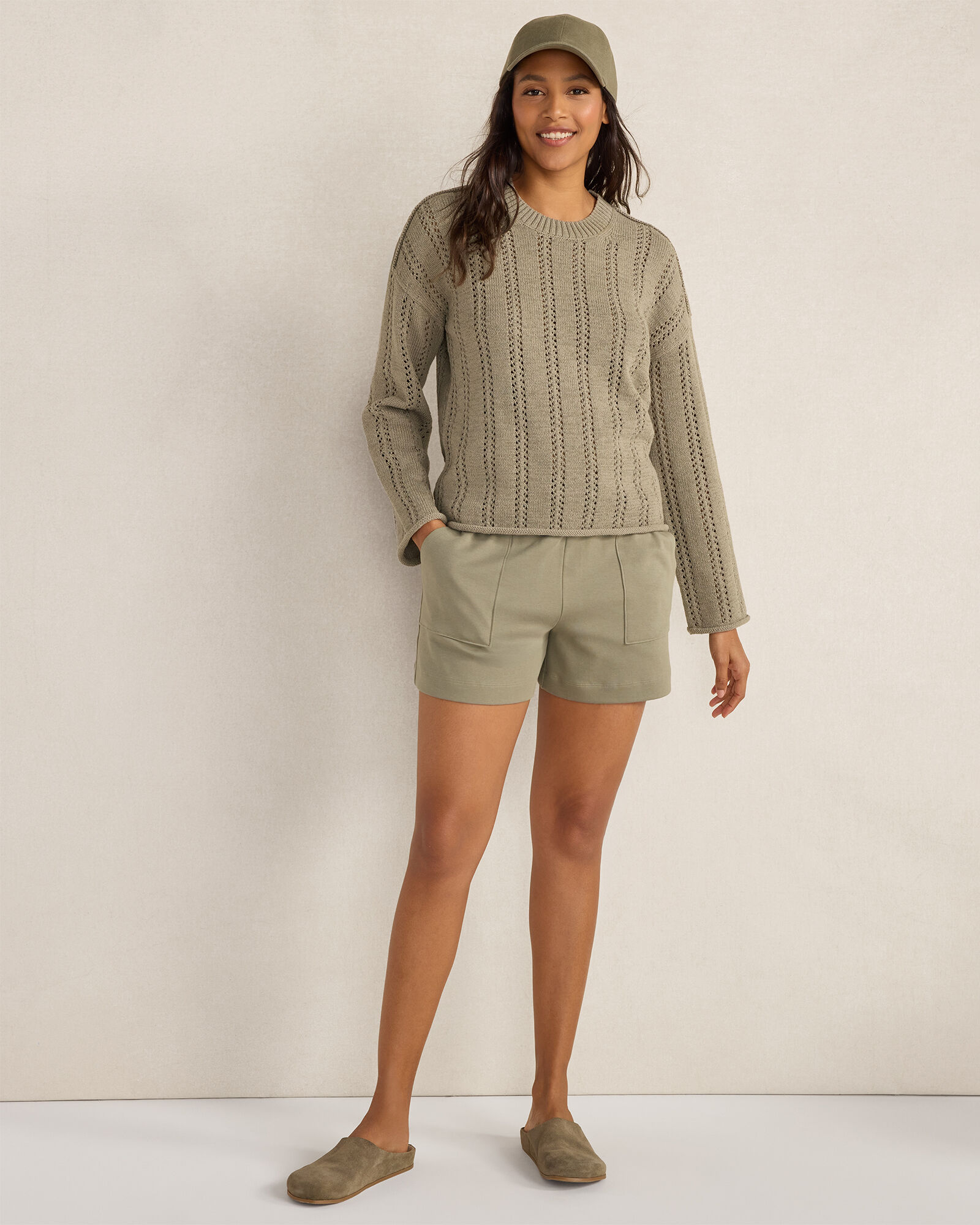 Cotton Tape Yarn Vertical Stitch Sweater