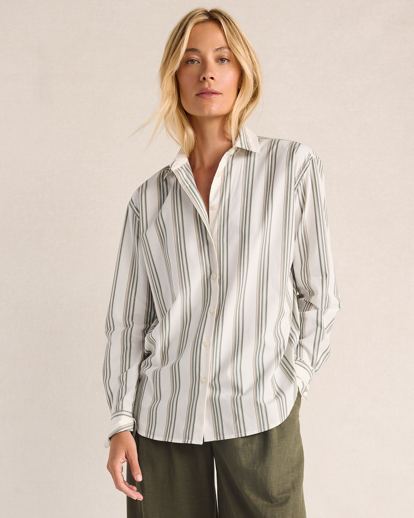 The Daily Shirt in Organic Cotton Poplin Yarndye Stripe
