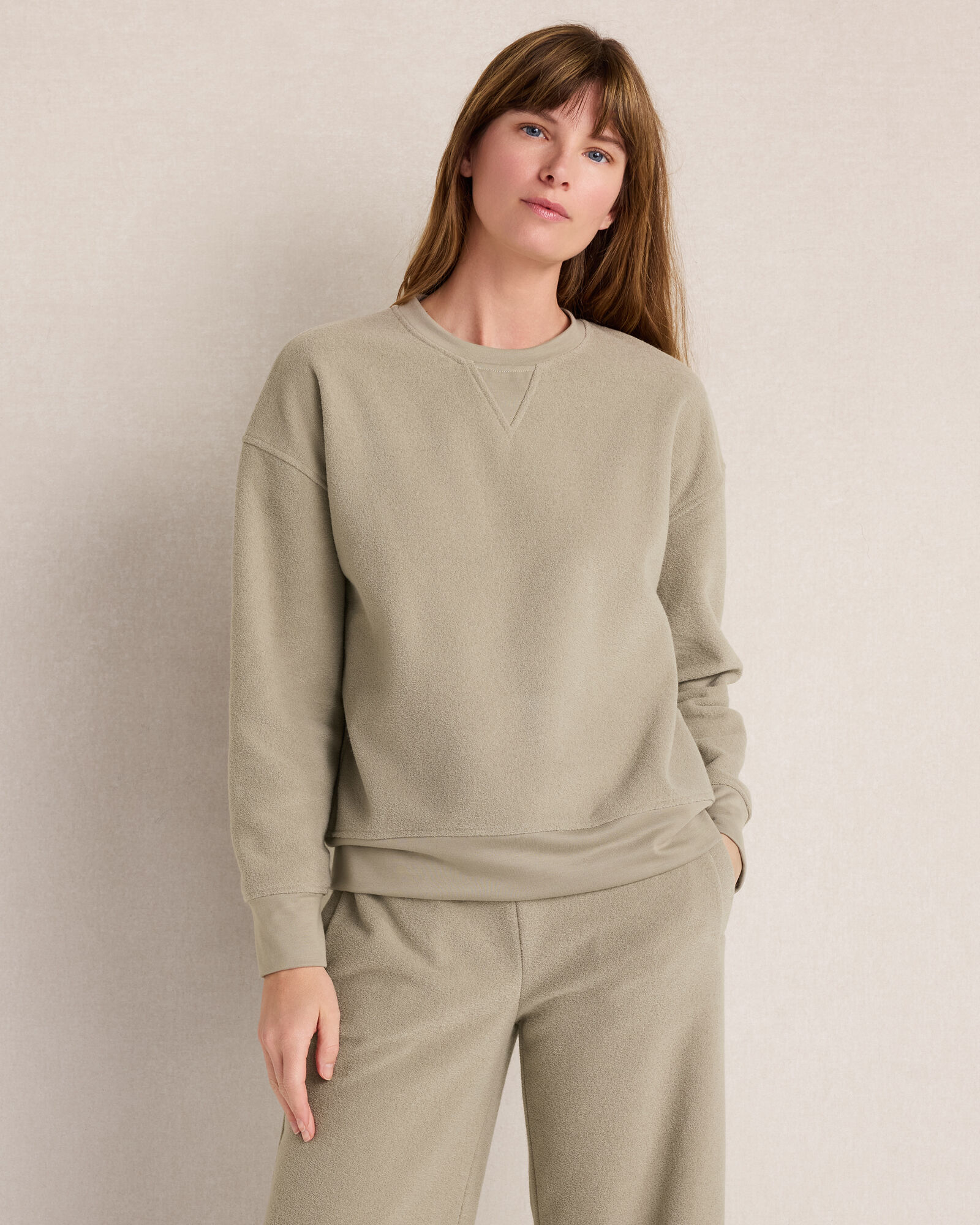 Brushed Terry Crewneck Pullover