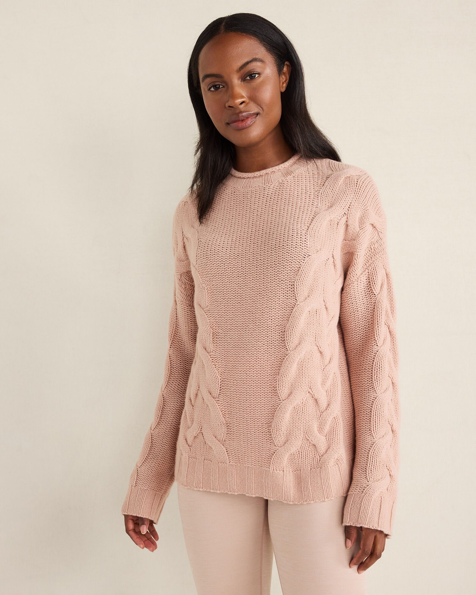 Cashmere Cable Roll Neck Sweater