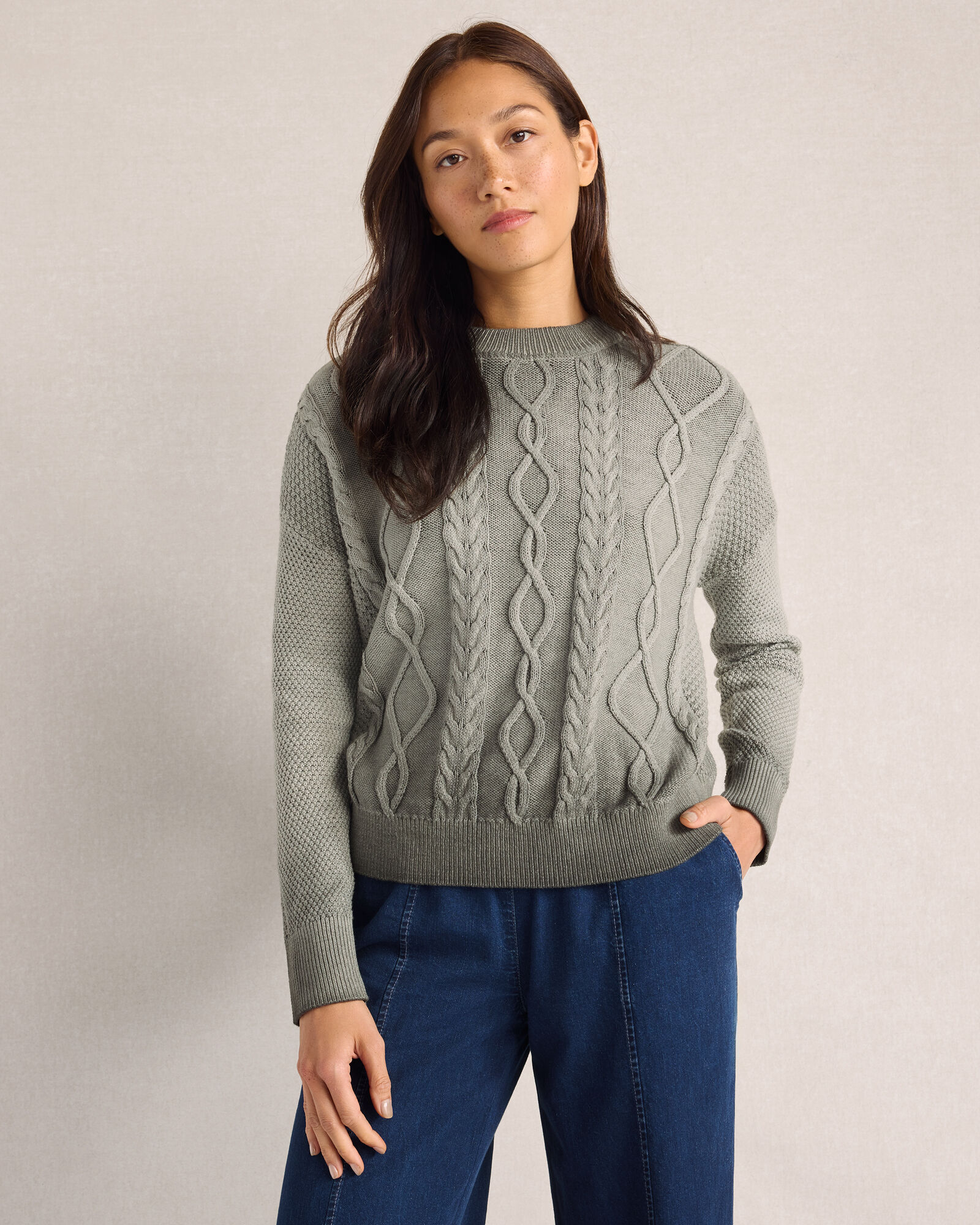 Cotton Cable Knit Gradient Dye Sweater
