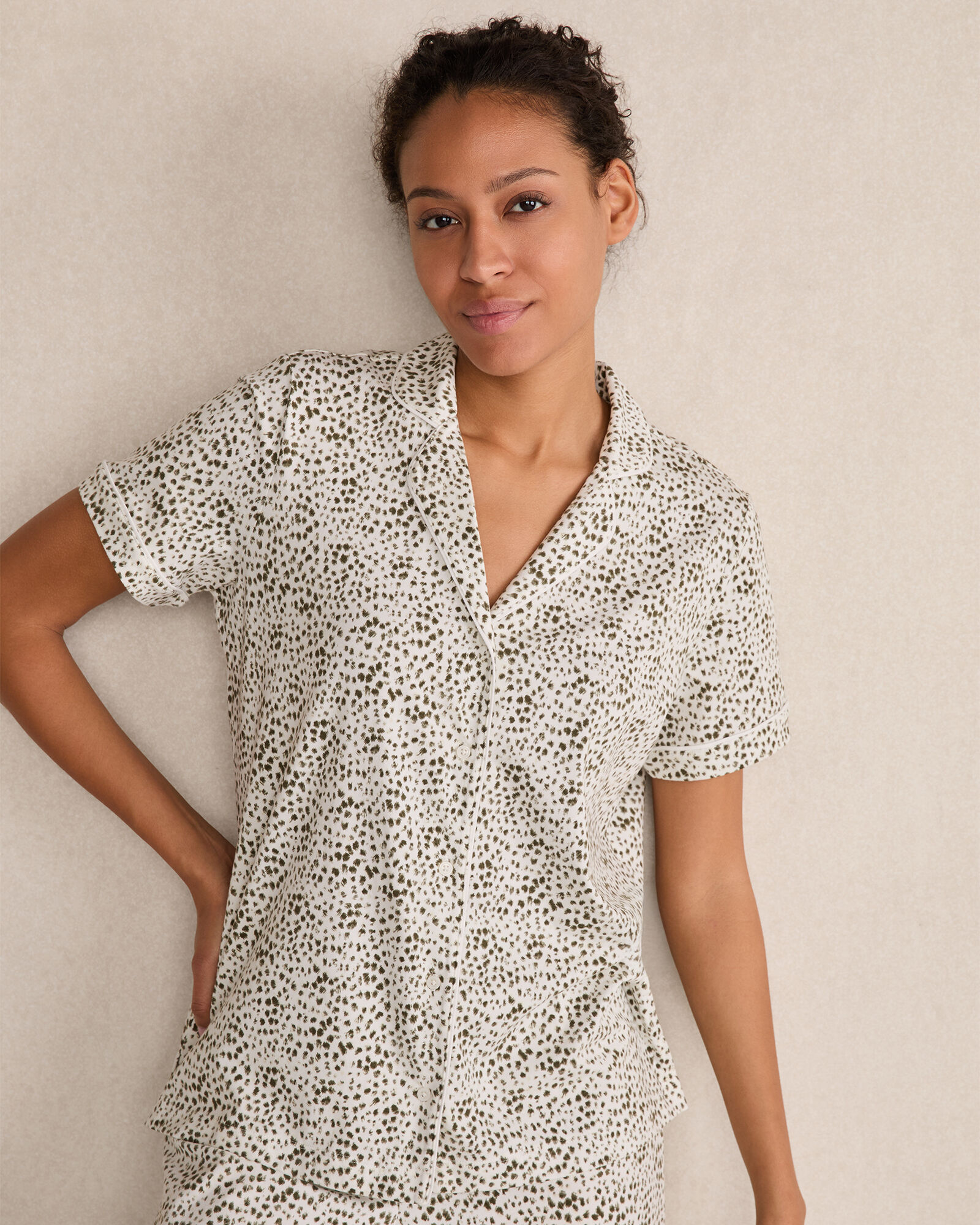 Organic Cotton Jersey Animal Dot Pajama Top