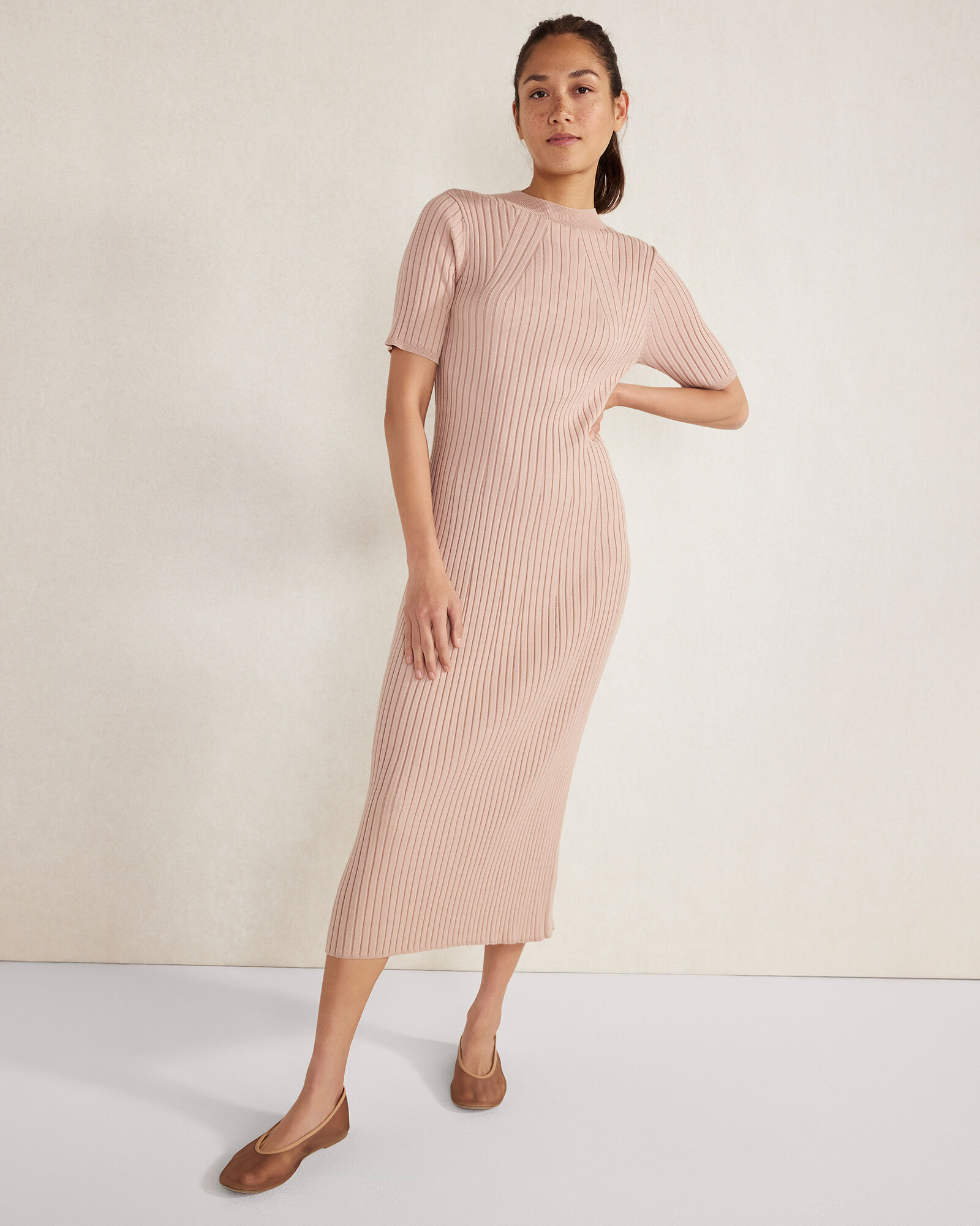 Varley Maeve Rib Knit Midi Dress