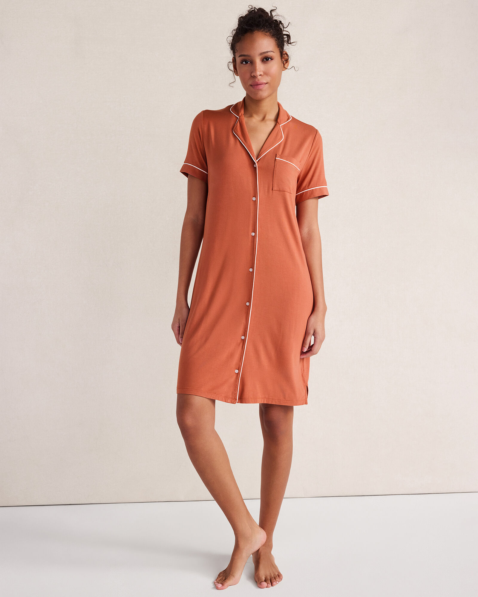 Calm &amp; Cool Notch Collar Sleep Dress