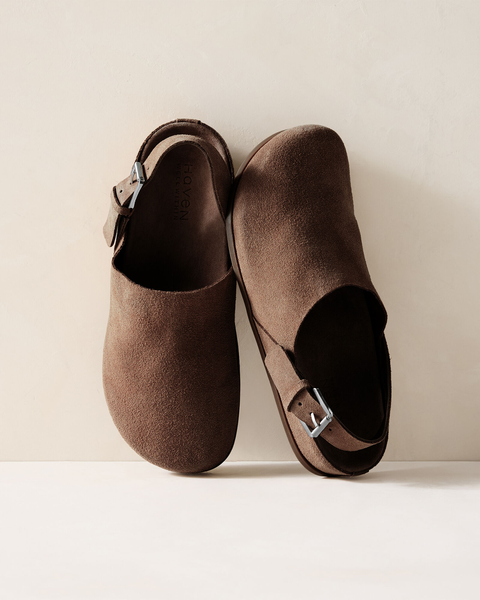 Suede Buckle Clogs