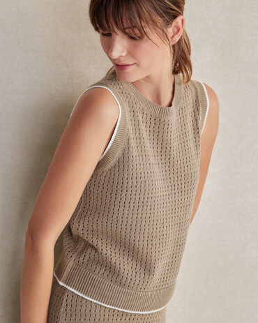 Organic Cotton Linen Open Stitch Sweater