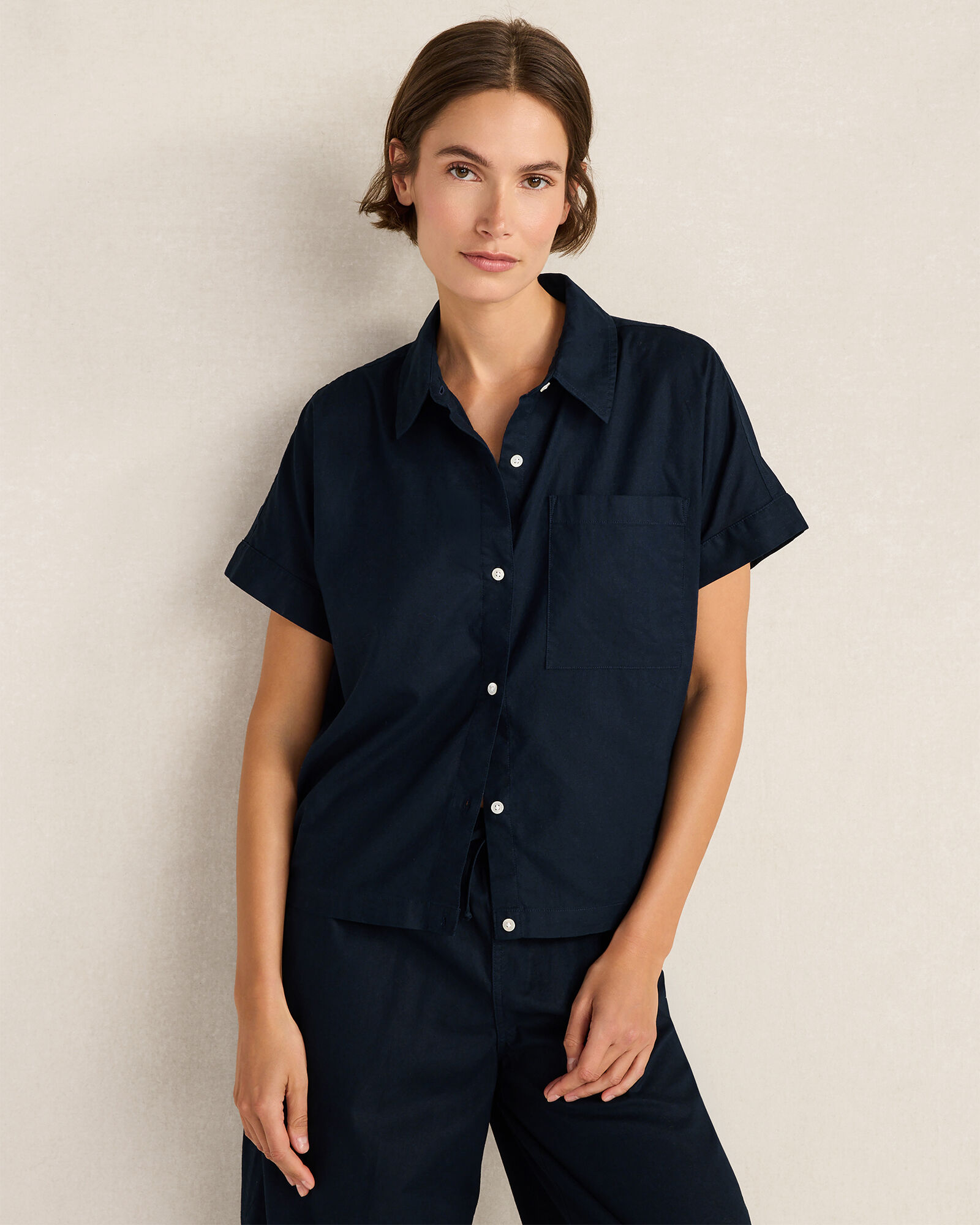 Organic Cotton Linen Button-Down Top
