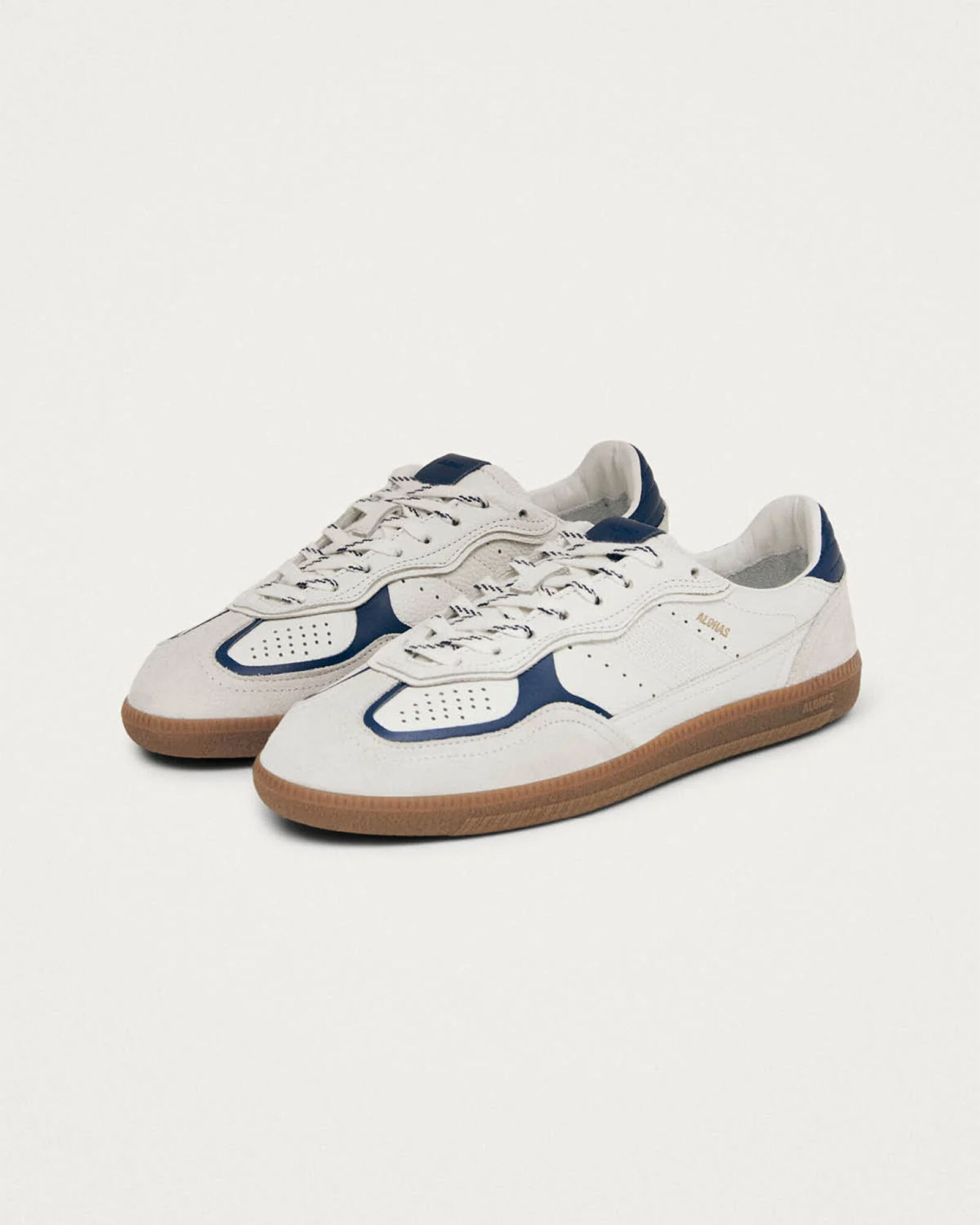 ALOHAS Tb.490 Rife Grain White Navy Leather Sneakers