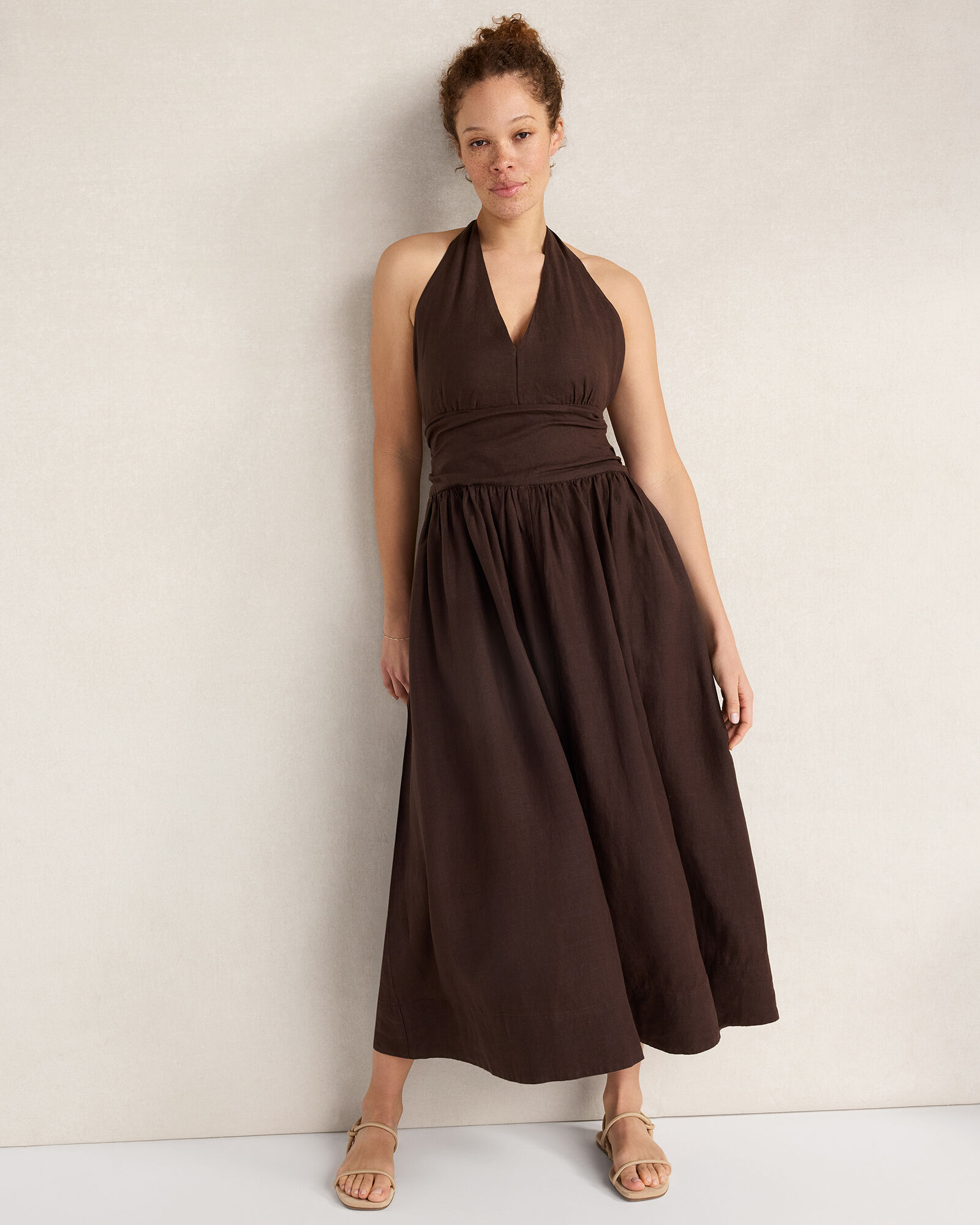 Linen Halter Maxi Dress