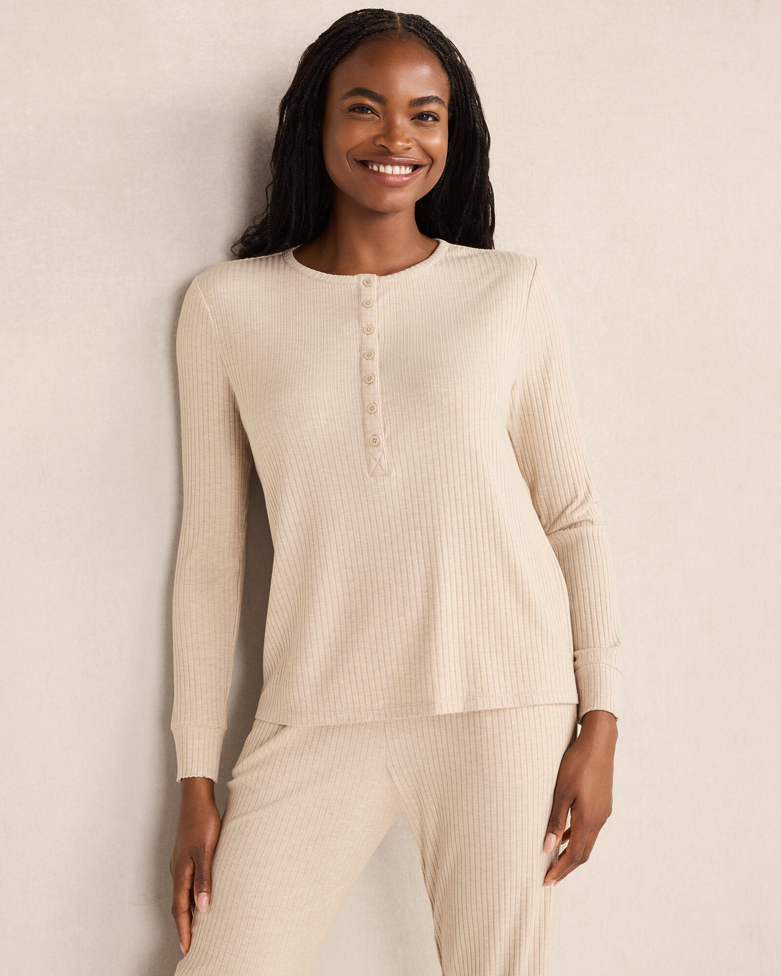 Resti Drapey Rib Knit Henley
