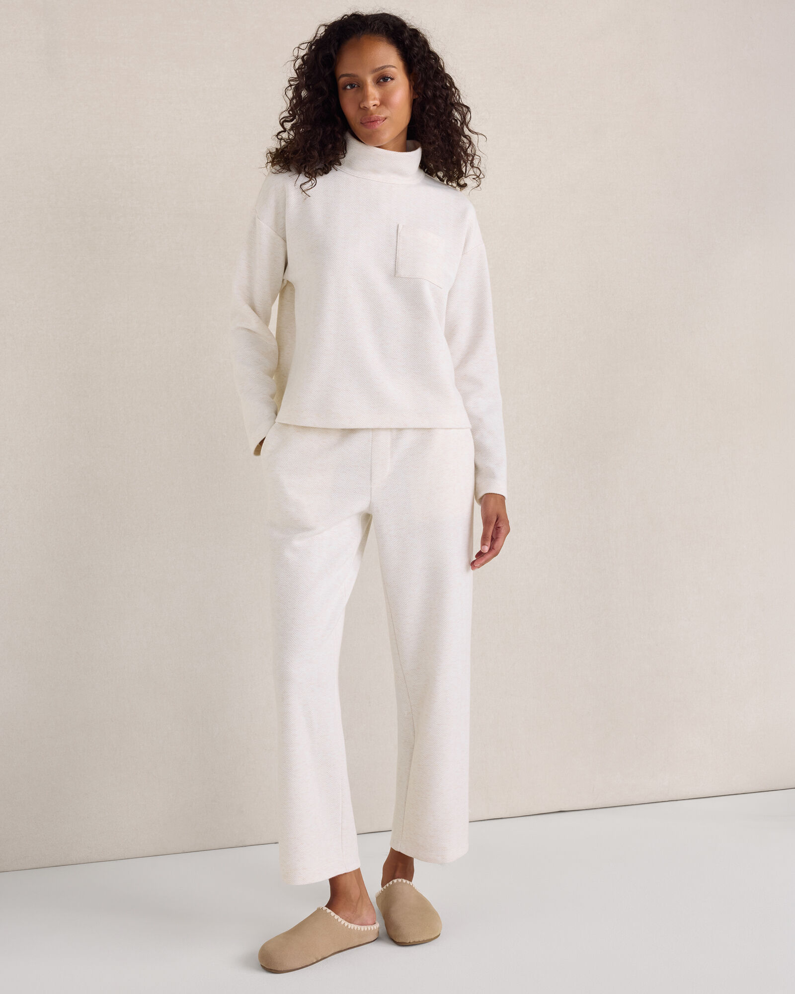 Herringbone Straight Leg Pants