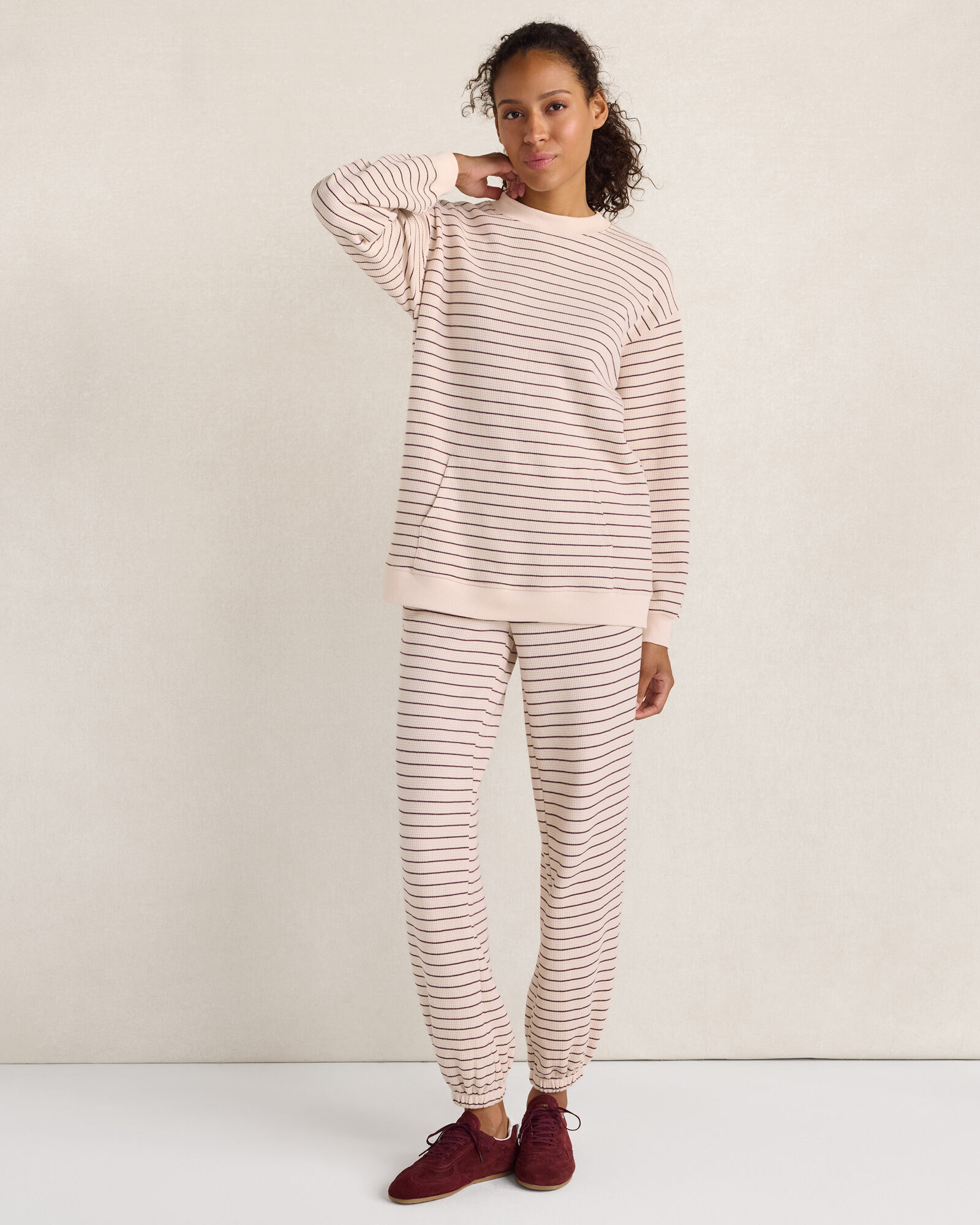 Resti Organic Cotton Waffle Striped Cuffed Pants