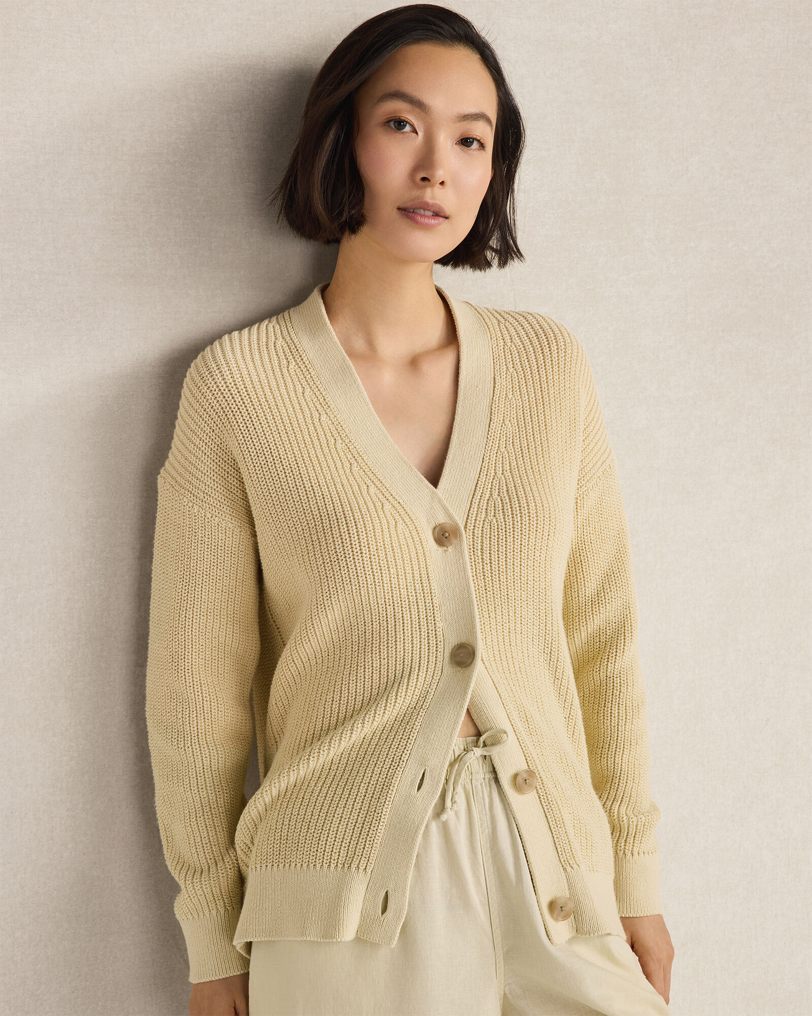 Organic Cotton Shaker Stitch Cardigan
